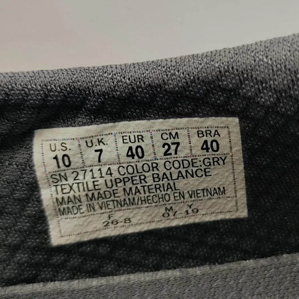 Skechers Womens Gray Textile Hook and Loop Slip On Sneakers 27114 Size 10